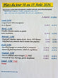 Plats du jour. Mardi 11 Août 2026.