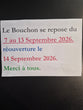Congés du 7 au 13 septembre 2026. Merci